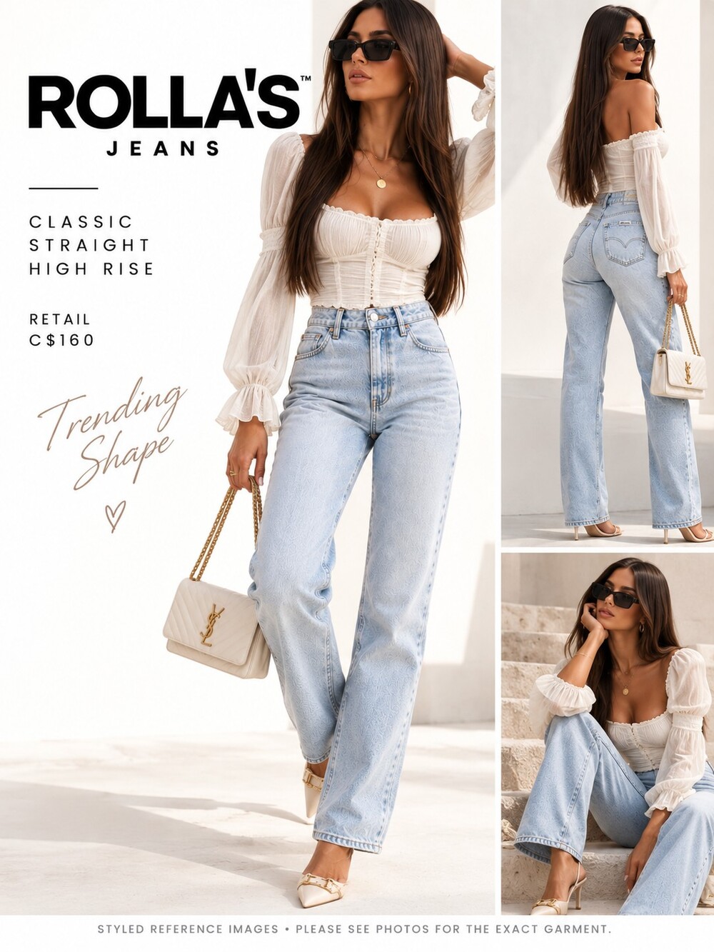ROLLAS Classic Straight High Rise Jeans in Blue Waist 25 Like New NWOT Versatile